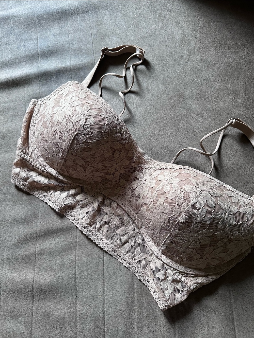 Victoria Secret’s Pink push-up Lace Longline Balconette Bra - Tan